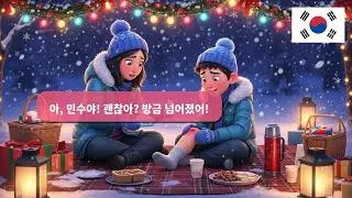겨울 피크닉에서 쓰는 한국어 대화 10개 (A1-A2) 초급 회화 연습