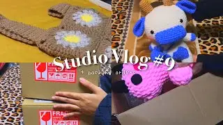 ♡ Studio Vlog 09 &bull; pack crochet orders with me // asmr, Blueberrish Cow, Blackpink Dinosaur, Unicorn