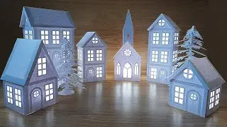 Christmas village house lantern digital SVG and Studio 3 files Cricut, Silhouette, ScanNCut