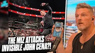 Pat McAfee Talks To The Miz About His Match With Invisible John Cena On Monday Night Raw