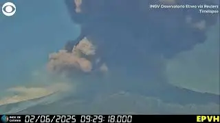 CCTV footage captures Mt. Etna erupting