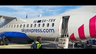 SKYExpress ATR72-600 (SX-TSV) approaching, descending and landing in Athens from Chios