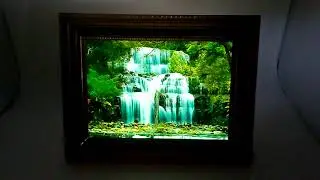 Vintage Light Up Waterfall Motion & Sound Framed Picture Birds Singing