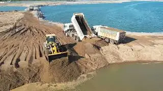 Big Project !!  Heavy Machinery Water Construction , Dump Truck and Bulldozer SHANTUI