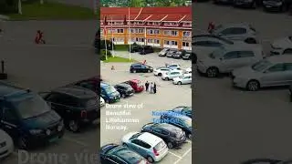 Drone view of beautiful #Lillehammer, #Norway. Scandic hotel, Lillehammer.