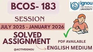 BCOS-183 Solved assignment pdf July 2025-January 2026 #ignou #bcos183 #assignment #solvedassignments