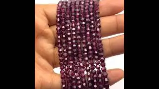 Garnet Gemstone Beads Strand 4mm Diamond Facet Cut SI Clarity Burgundy Color Birthstone