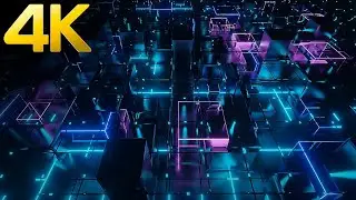 4k Abstract Square Metallic Blue color Party Light Relaxing Sci-fi light TV Screensaver  Animation