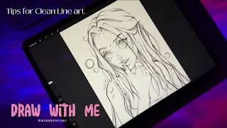 💜 Draw With Me | Tips for Clean Line Art | Retro Wave music and Subtitles