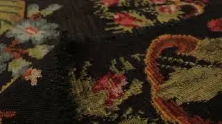 Vintage Bessarabian Kilim, Grand Rose Floral Bouquets over Black - Rug & Kilim -34696