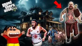 Franklin Fight with MR Meat For Escape Horror House For Save Shinchan in GTA 5 | MR Meat 1