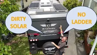 How to clean dirty solar panels when off grid and no ladder available.