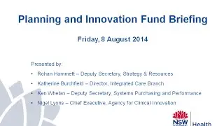 Integrated Care Planning & Innovation Fund Industry Briefing Presentation