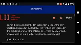Forced Labor & Slavery Federal Law 18 USC 1589(1)(a)