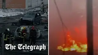 Russian air strike kills at least three and leaves Kyiv in complete blackout