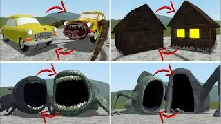 EVERYTHING TURNED INTO MONSTERS: HOUSE HEAD, CAR EATER, BLOOP VS ALL TREVOR HENDERSON BATTLE In GMOD