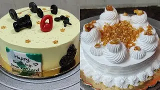 gym theme cake 🎂🎂 and butterscotch cake #trending #cake #egglesscake #themedcake #youtube
