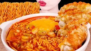 ASMR MUKBANG｜SPICY RAMYEON, FRIED DUMPLINGS 매운 틈새라면, 튀김만두 EATING SOUNDS 먹방