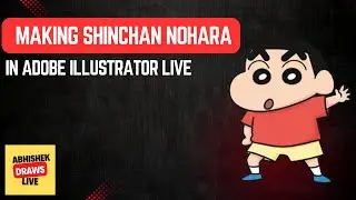 Drawing Shinchan Cartoon LIVE in Adobe Illustrator | Cute Vector Illustration 🎨