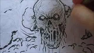 Sketching Zombie Corpse With Pencil And Ink