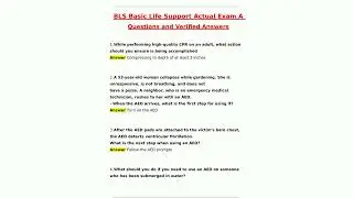 BLS Basic Life Support Exam A Latest 2025 Actual Questions and Verified Answers 2025  2026 A Grade 1