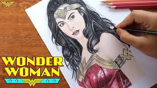 Drawing Wonder Woman (Gal Gadot) || Water Color Pencil || Timelapse || Justice League || DC Universe