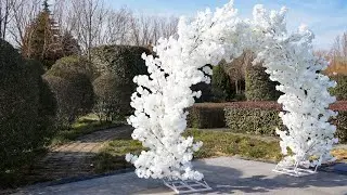 8ft White Cherry Blossom Wedding Arch Backdrop #cherrytrees #flowerarrangement #weddingdecor