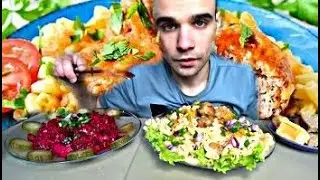 МУКБАНГ МАКАРОНЫ С ТЕФТЕЛЯМИ В СОУСЕ / ВИНЕГРЕТ / СЫР / ХЛЕБ/ ОБЖОР/ Mukbang EATING / ASMR / АСМР 먹방