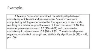 Reporting Correlation Results