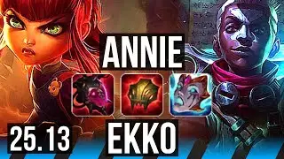 ANNIE vs EKKO (MID) | 70k DMG, Legendary, 19/6/21 | EUW Master | 25.13