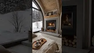 Cozy Winter Cabin Escape ❄️ Fireplace, Snow & Relaxing Vibes #shorts