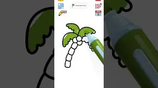 Draw palm tree #viral #drawing #shorts #youtubeshorts #reels #strawberry #tranding #shortvideo