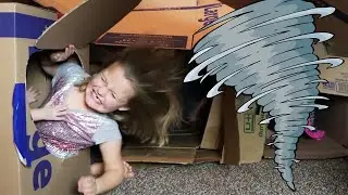 TORNADO in our BOX FORT!?!?