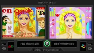 Barbie Super Model (Sega Genesis vs Snes) Side by Side Comparison