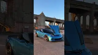 Blue C6 Corvette at Sunset