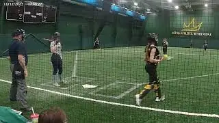 Indoor 14U Girls Travel Softball Indoor Winter Warm Up Scrimmage. Fast Pitch Girls Batting Pitching