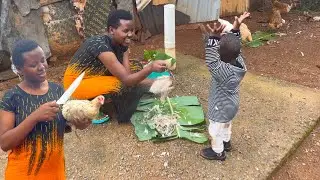 Butchering Chicken in the Village With My Son @priscahsagati1  @LizNutt5 