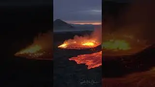 Volcano Crater Collapse in Iceland captured with a drone.  #iceland  #volcano  #eruption