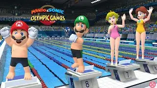 Mario & Sonic At The Olympic Games Tokyo 2020 Swimming Gameplay Mario Luigi Peach ++More Switch