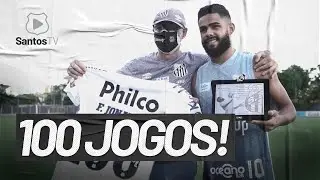 FELIPE JONATAN CELEBRA MARCA DE 100 JOGOS PELO SANTOS!