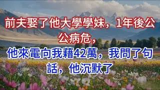 前夫娶了他大學學妹，1年後公公病危，他來電向我藉42萬，我問了句話，他沉默了
