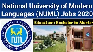 NUML University Jobs 2020 | National University of Modern Languages Jobs 2020 @PakistanJobsExplore