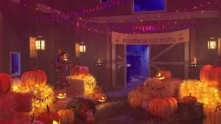 Halloween Ambience | PUMPKIN FESTIVAL FALL AMBIENCE: Fire Sounds, Soft Wind | Relaxing Music