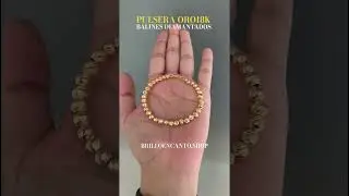 Pulsera balines diamantados en oro 18k: lujo y brillo eterno #joyas