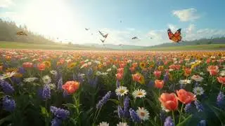 &ldquo;Magical Blooming Flower Field in 8K | Peaceful Nature Scenery with Butterflies & Sunshine&rdquo;