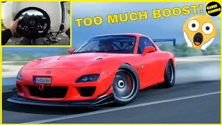 Forza Horizon 4 -BOOSTED Mazda Rx-7 Fortune Island Drift - Steering Wheel Gameplay