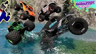 Аварийный челлендж на монстр-траках | BeamNG Drive | Grave Digger