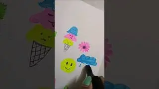 Easy Doodles art using Highlighters ✨ #shorts #easy #doodle #highlights #satisfying #ytshorts