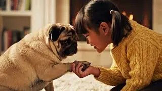 🐶✨ One handshake, a thousand emotions &mdash; this pug just made a lifelong friend! 💕👶#PugAndChild 