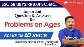 Important Question and Answers for Problems on Ages | 11 March 2020 @Wisdom jobs